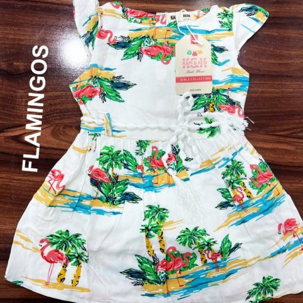 Beautiful FLAMINGO Printed Woven Dresses with Tie, NWT, Sizes 2T to 6…